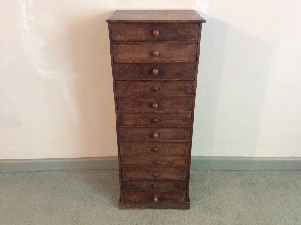 A French 12 drawer slim collectors chest