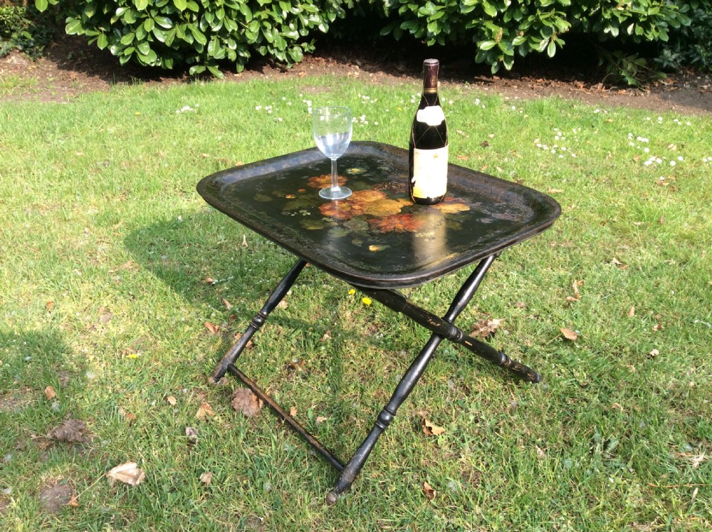 A floral painted toleware tray  View II