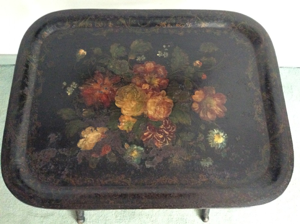 A floral painted toleware tray  View III