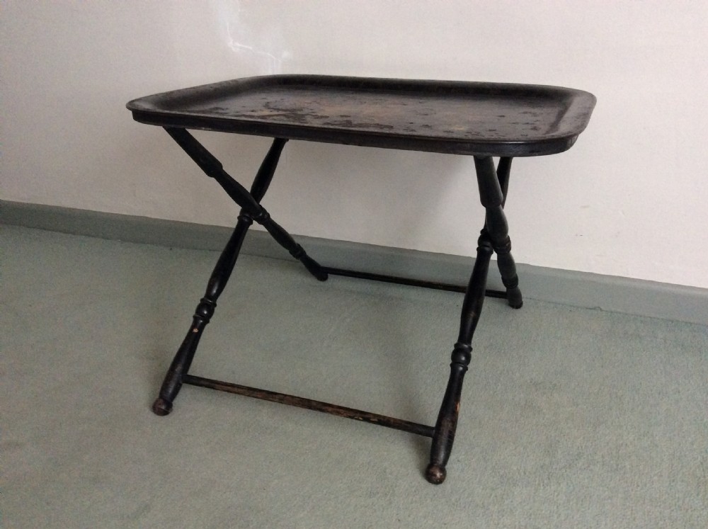 A floral painted toleware tray  View IV