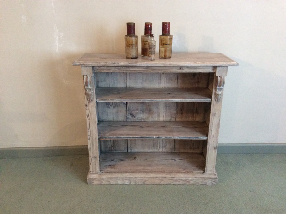 A  small 19thC limed pine bookcase View II
