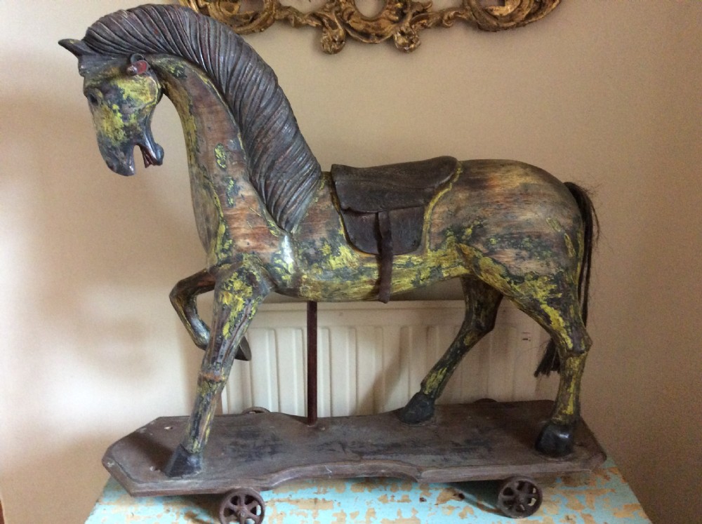 Decorative wooden trolley horse