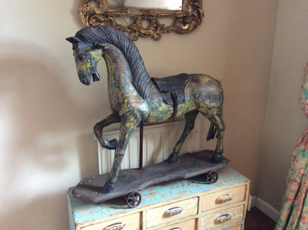 Decorative wooden trolley horse View II