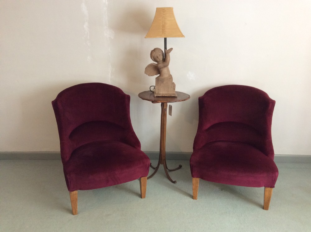 A pair of late 19thC French slipper chairs View II
