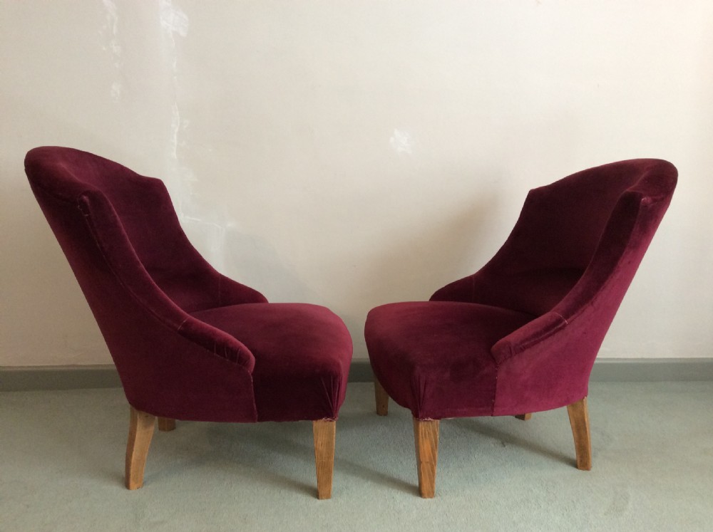 A pair of late 19thC French slipper chairs View III