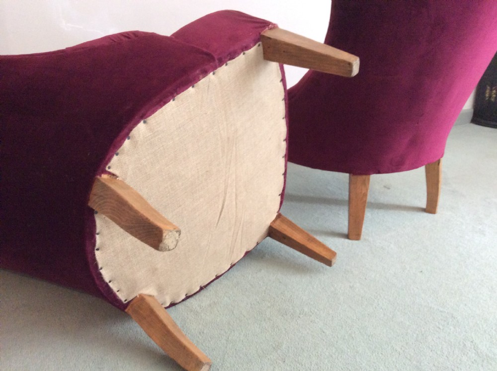A pair of late 19thC French slipper chairs View V