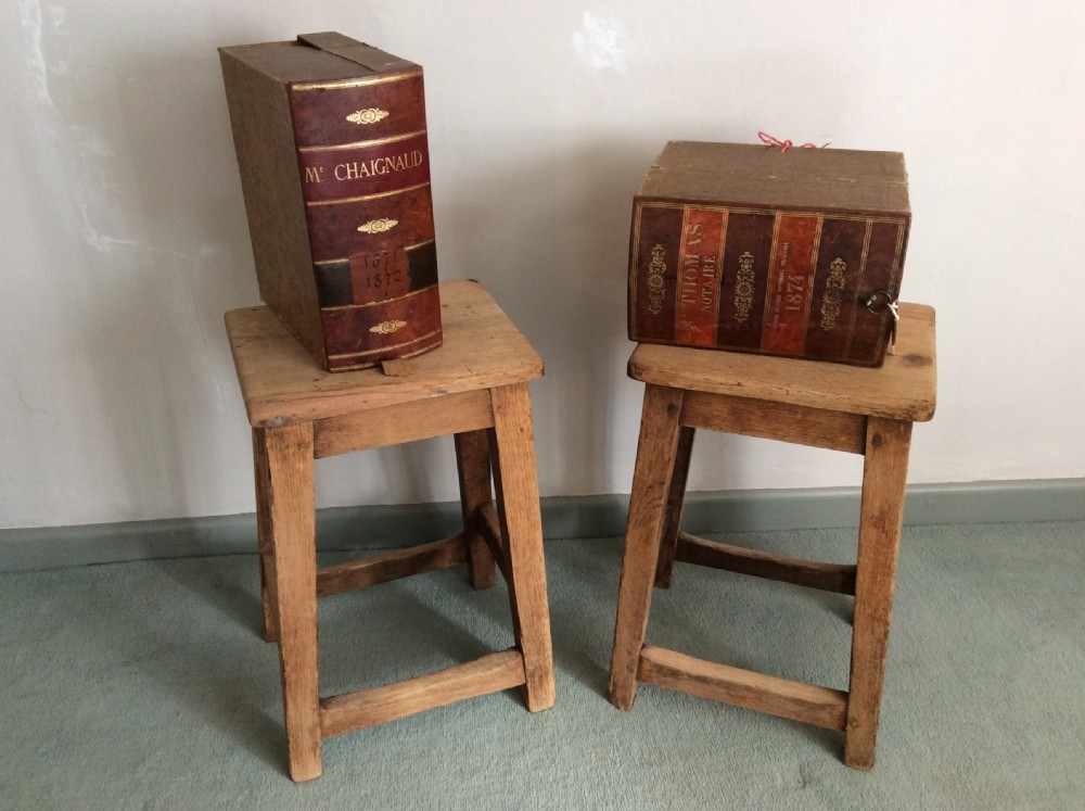 A pair of oak stools View II