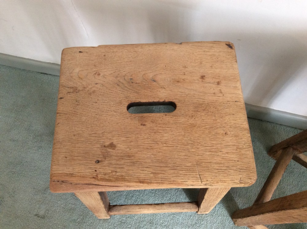 A pair of oak stools View III