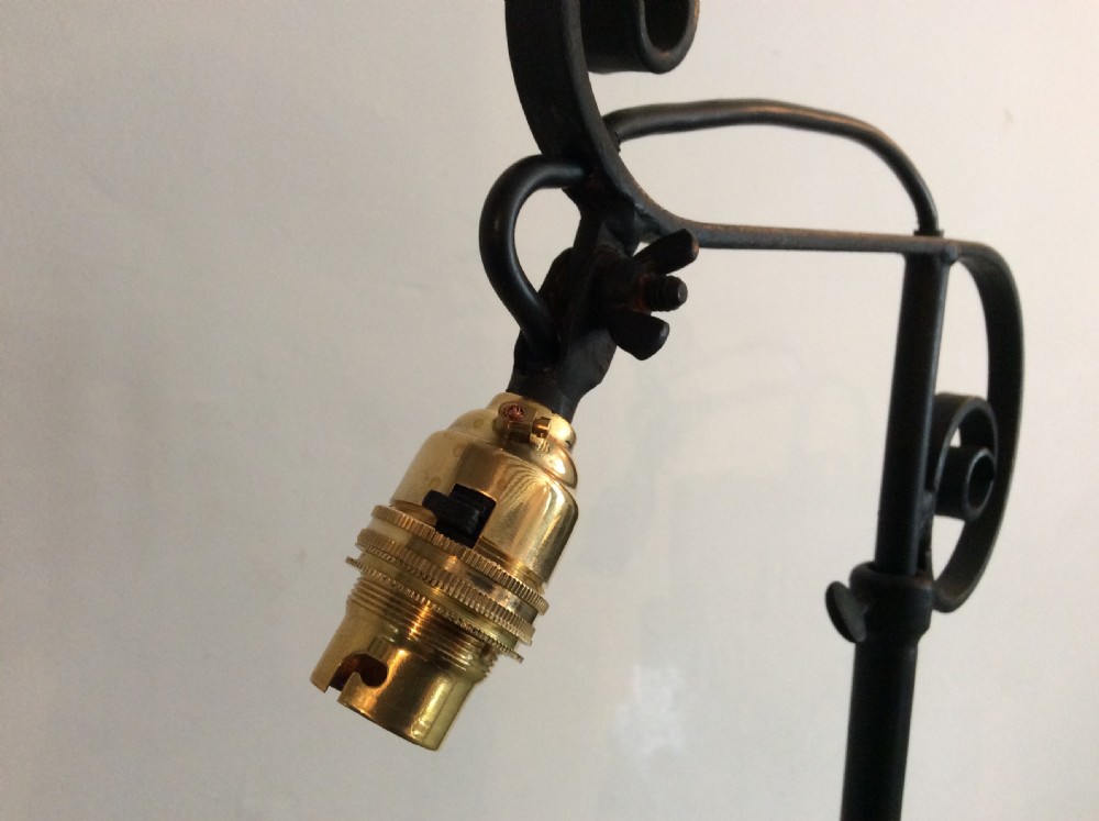 A telescopic Edwardian wrought iron lamp View IX