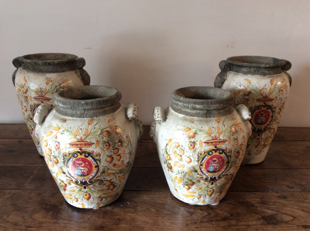 Two pairs of apothecary Armorial vases