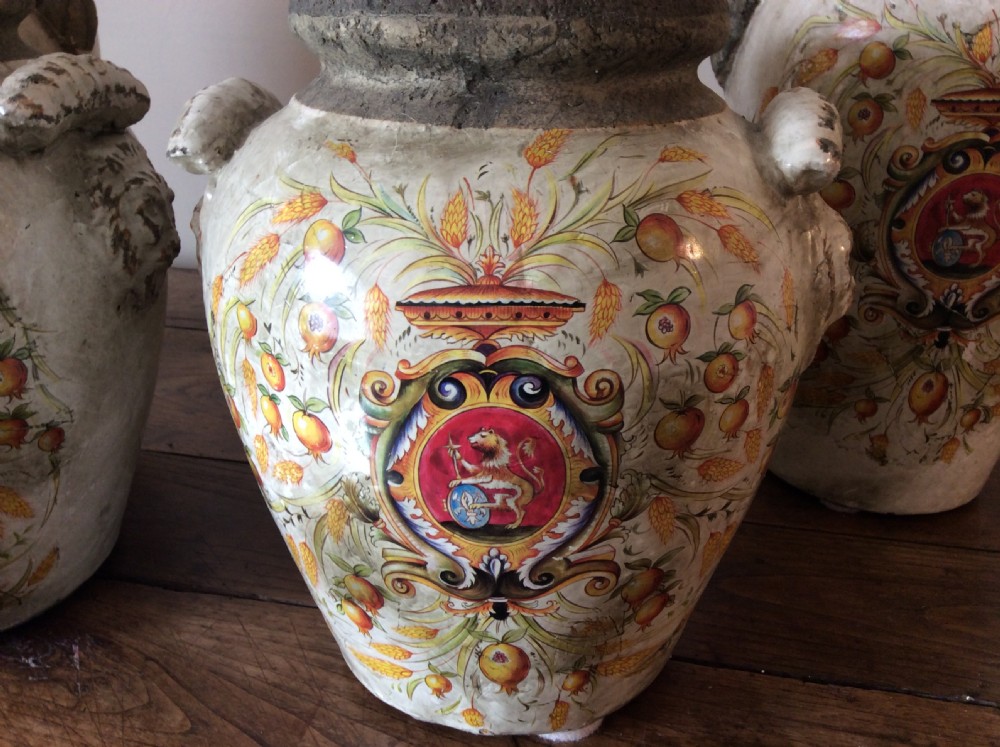 Two pairs of apothecary Armorial vases View II