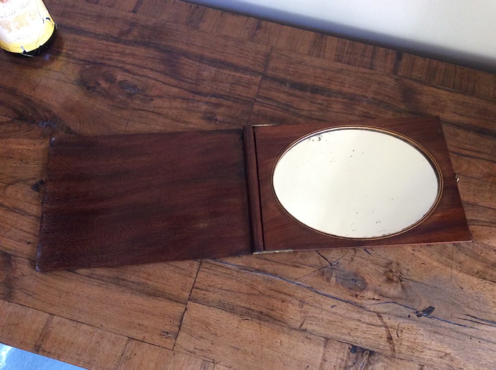 A 19thC folding campaign shaving mirror View VI