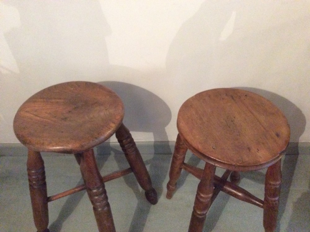 Two similar elm stools View II