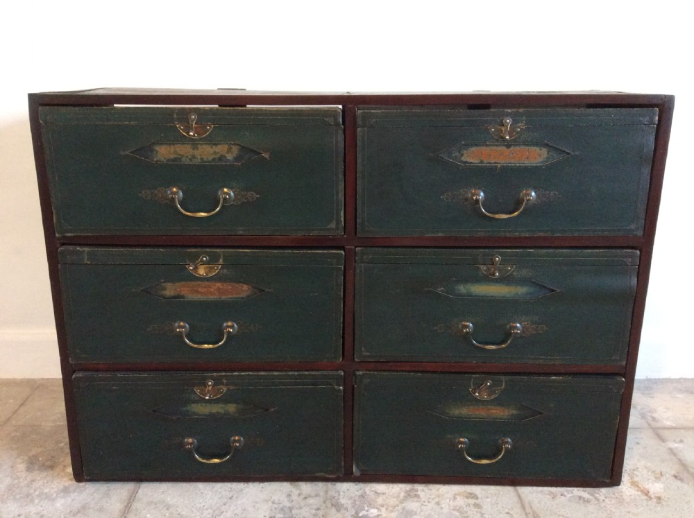A six section cartonnier bank of drawers