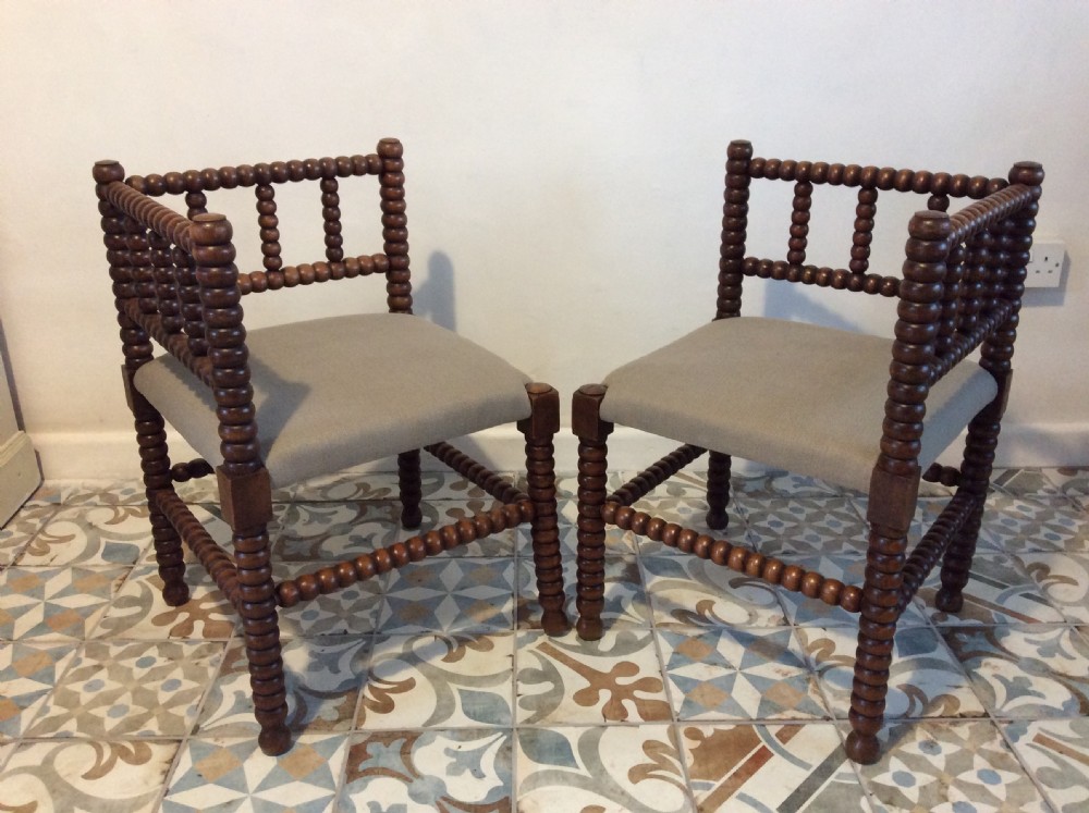 A pair of liberty style bobbin corner chairs View II