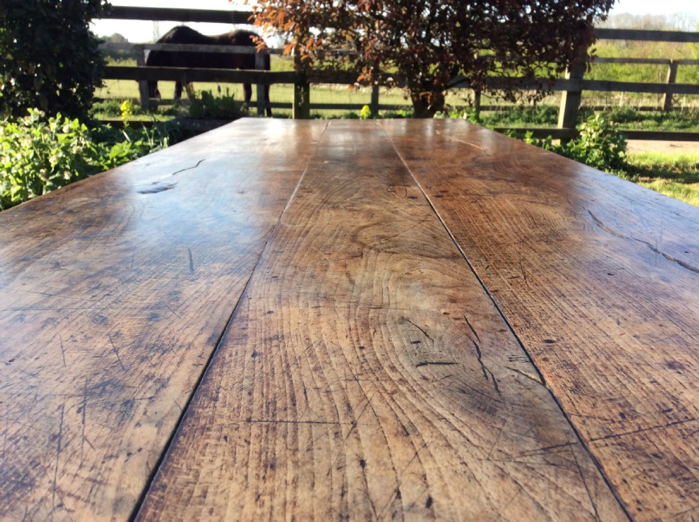 A French elm 2m long kitchen serving table View II