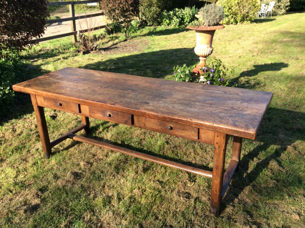 A French elm 2m long kitchen serving table View IV