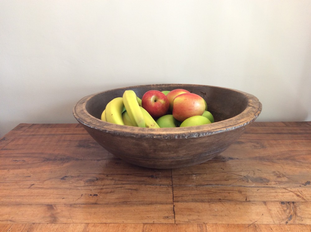 A large antique sycamore dairy bowl View II