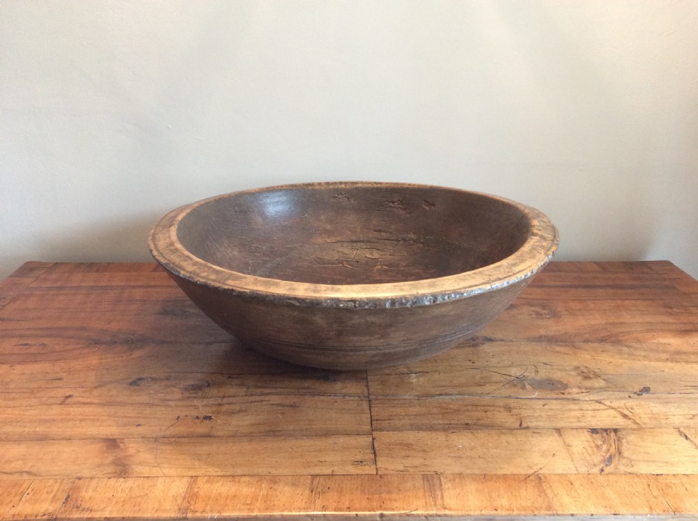 A large antique sycamore dairy bowl View III