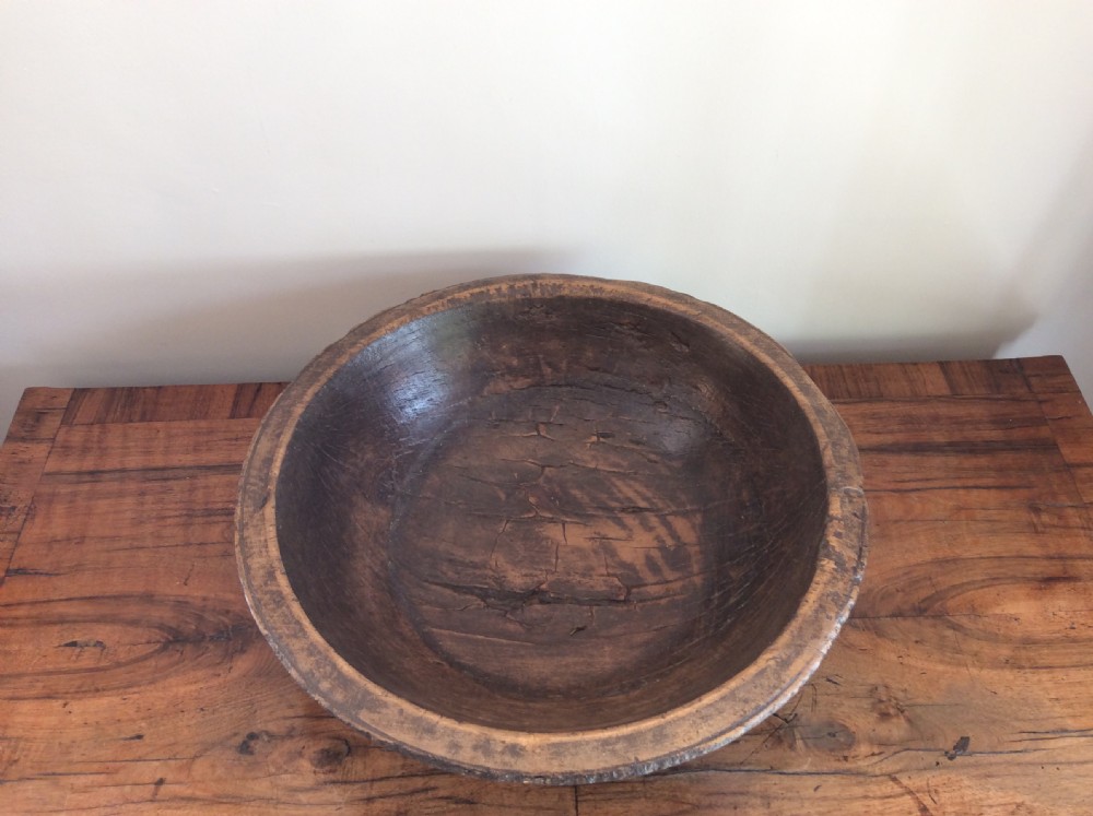 A large antique sycamore dairy bowl View VI