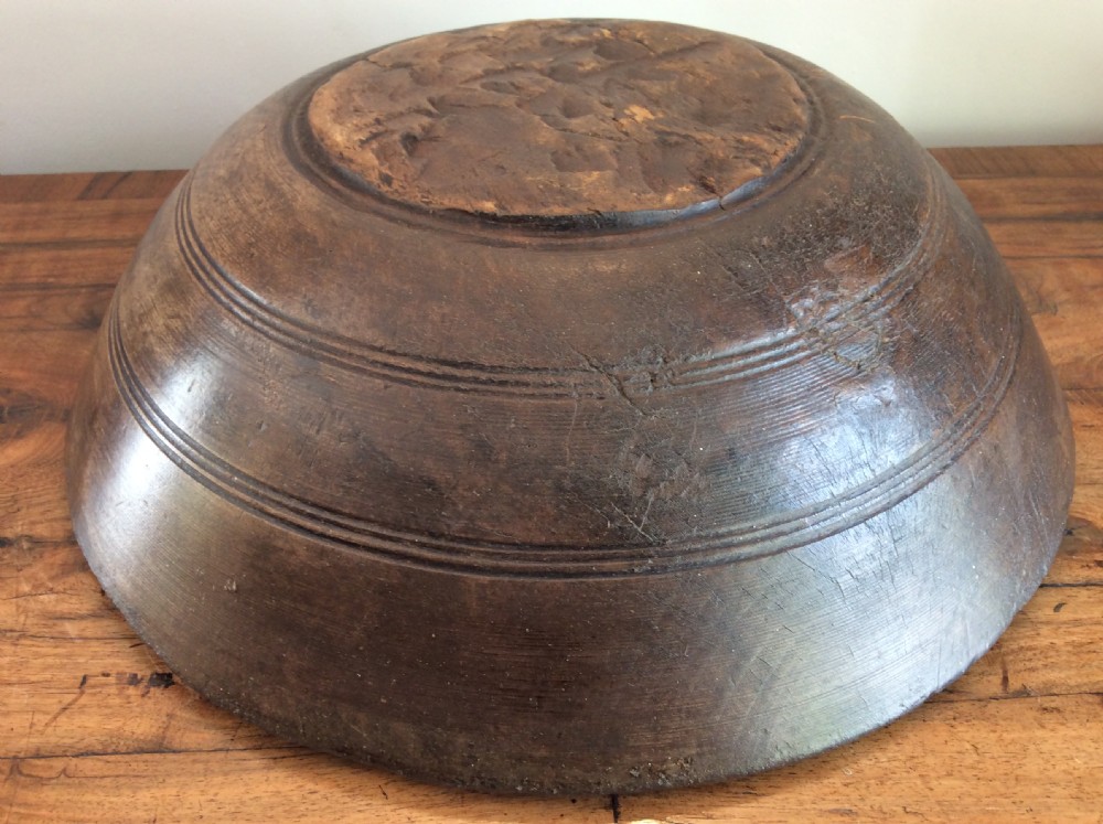 A large antique sycamore dairy bowl View IX