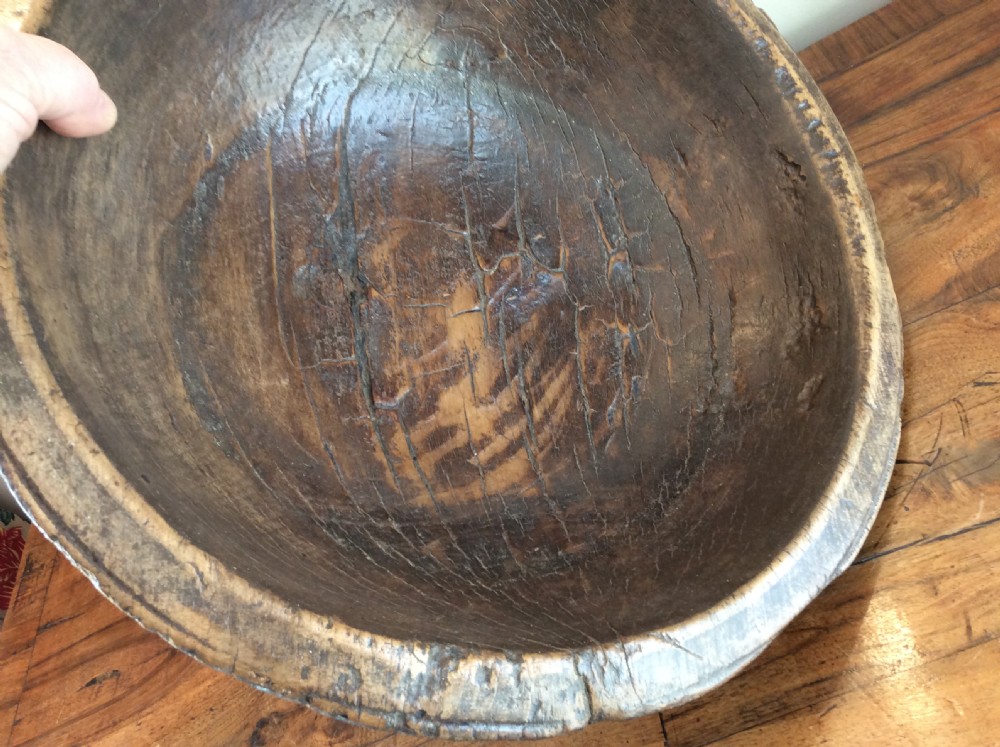 A large antique sycamore dairy bowl View XI