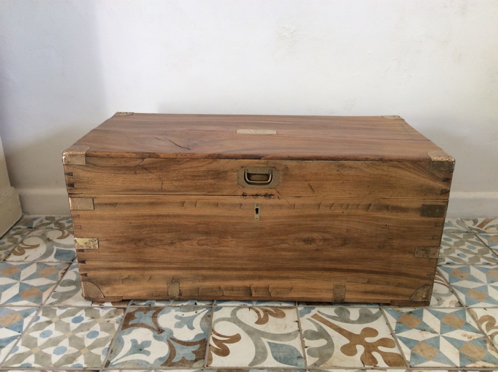 A camphor wood military campaign trunk