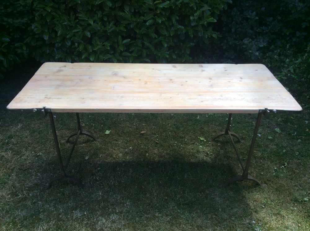 An original early 20thC trestle table View XII