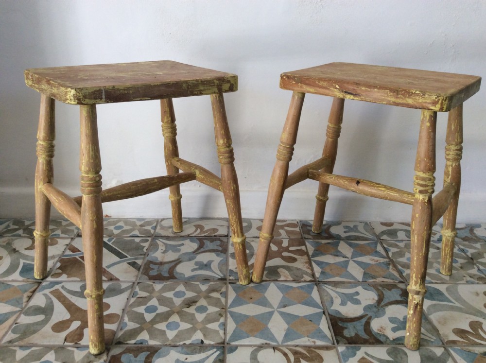 A pair of late Victorian low stools View II