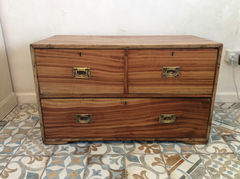 A 19thC camphor wood campaign chest