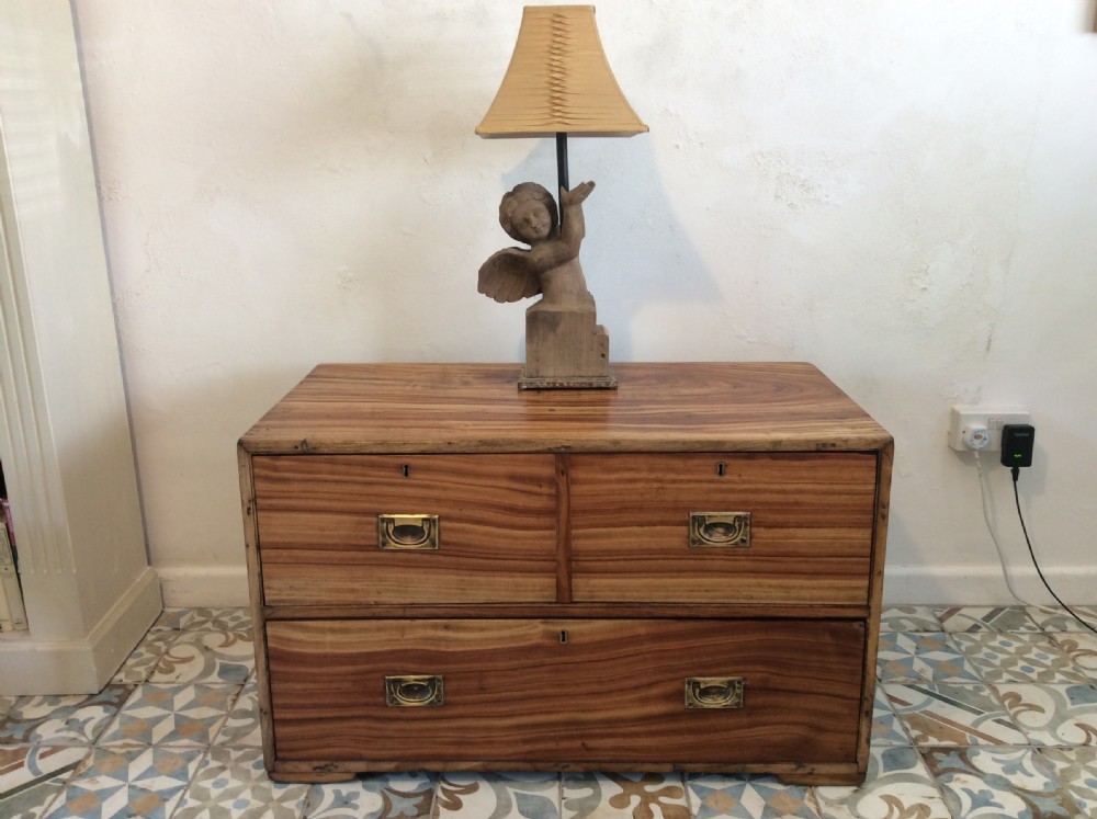A 19thC camphor wood campaign chest View II