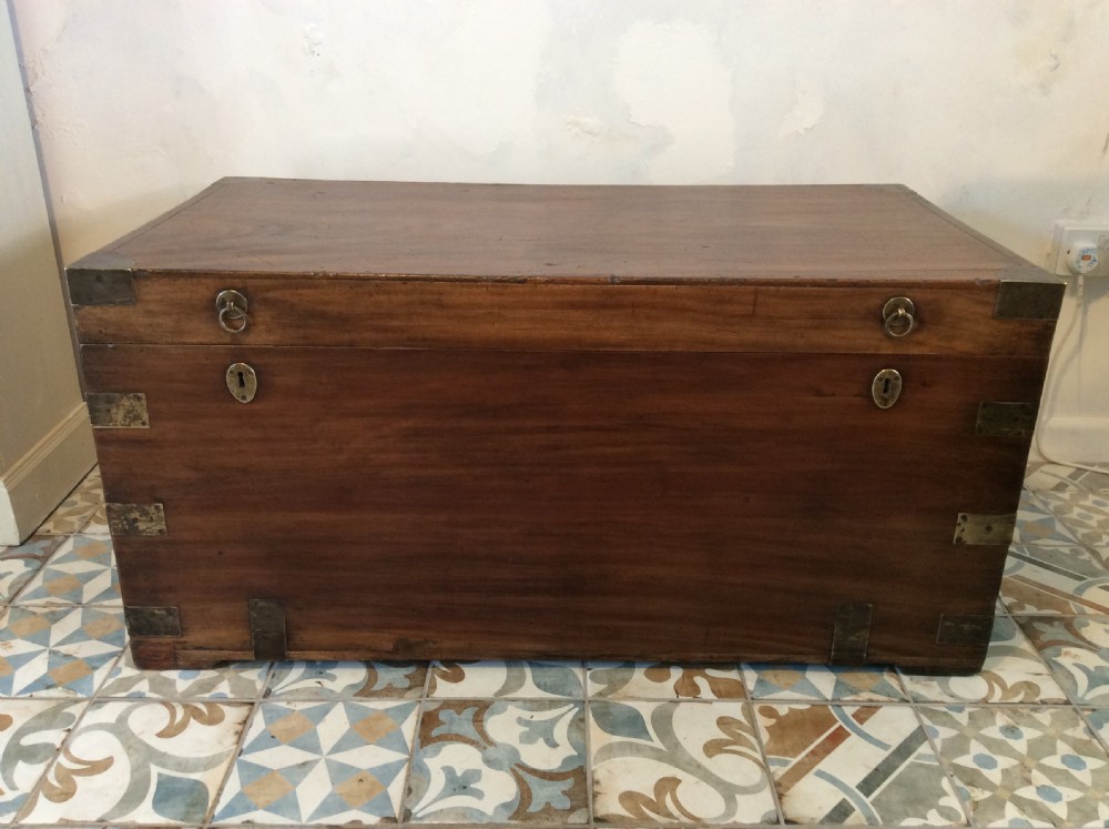 A  large 19thC camphor campaign trunk
