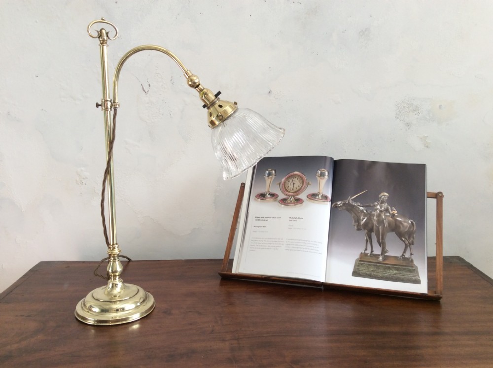 An Edwardian adjustable brass desk lamp View II