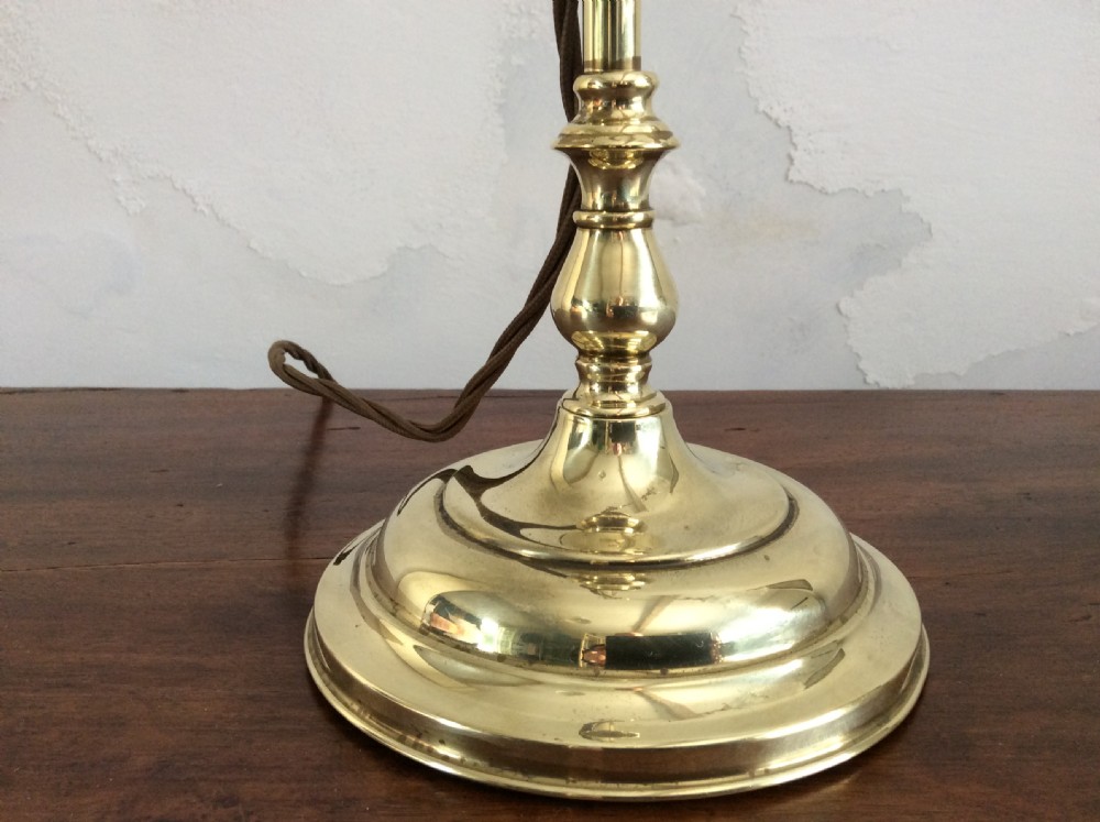 An Edwardian adjustable brass desk lamp View V