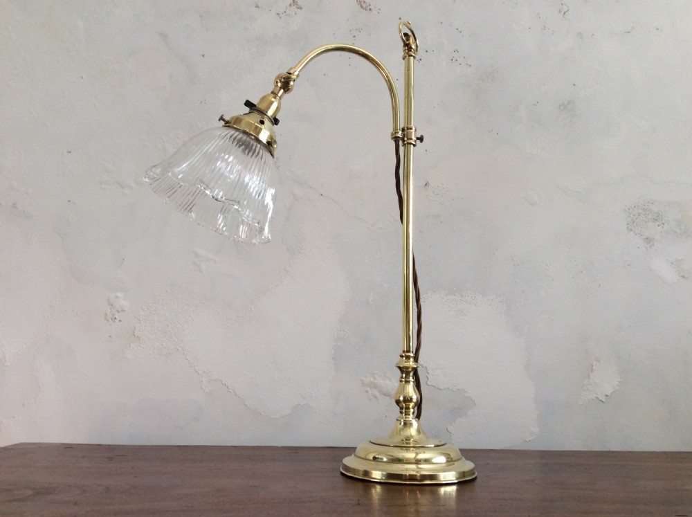 An Edwardian adjustable brass desk lamp View VIII