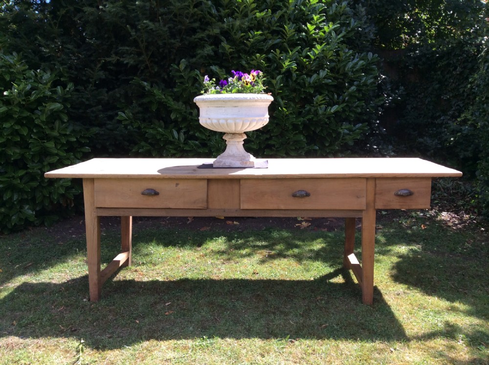 A French cherry & pine kitchen prep table View II