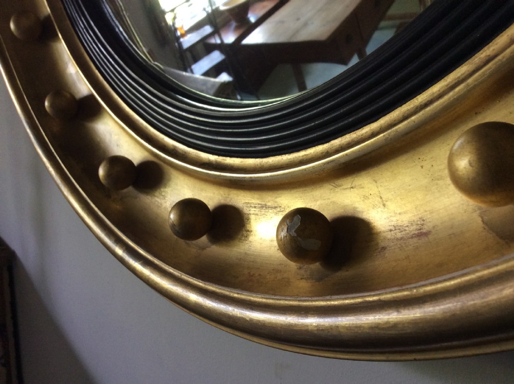 19thC 59cm round convex wall mirror View III