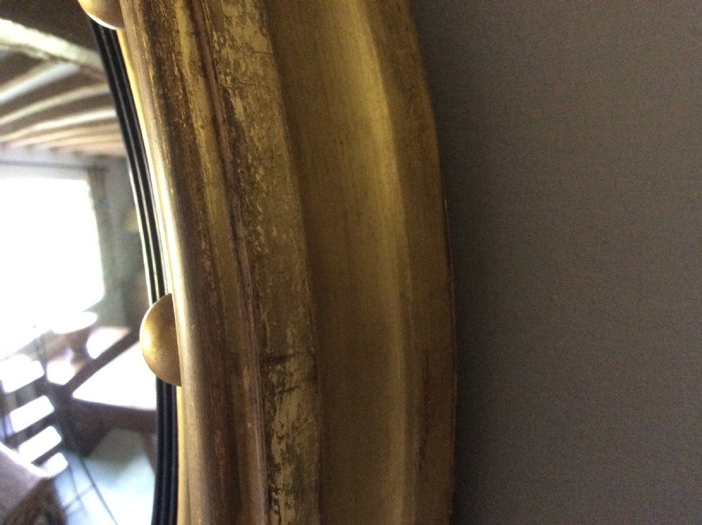 19thC 59cm round convex wall mirror View V