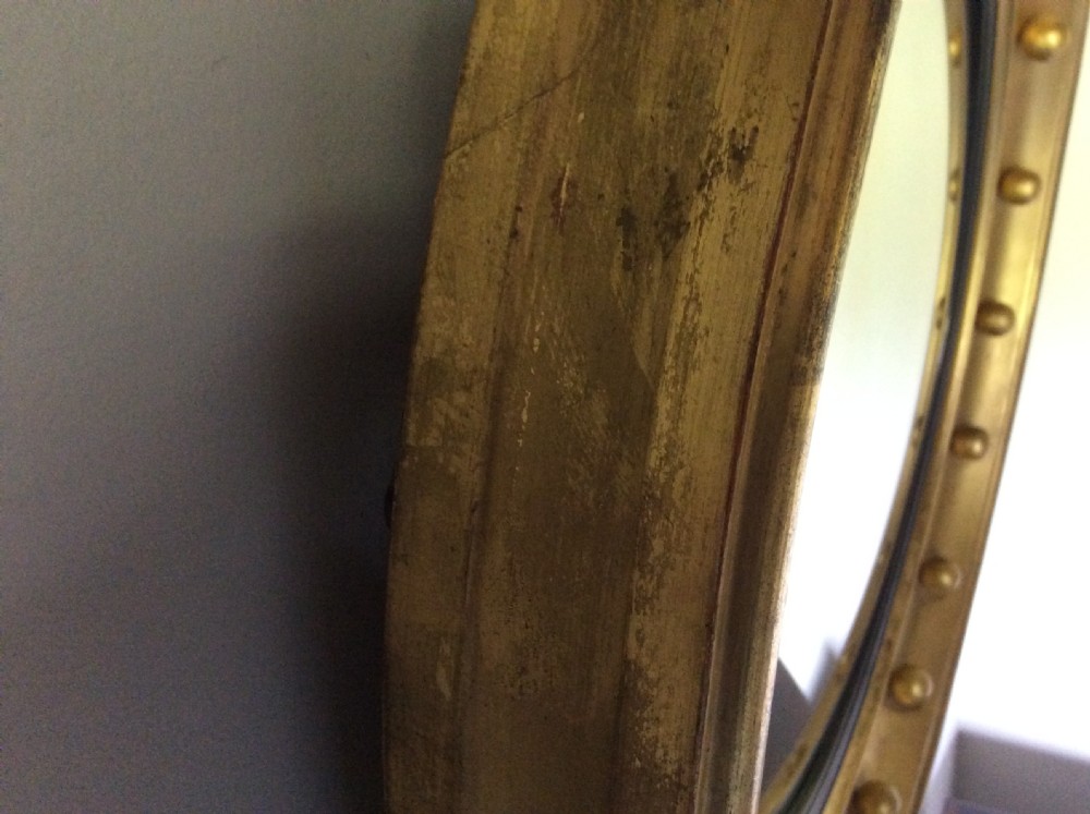 19thC 59cm round convex wall mirror View VII