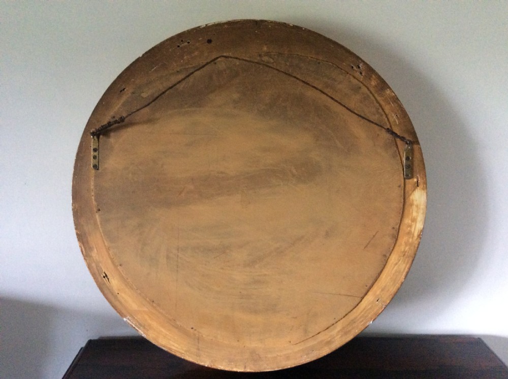 19thC 59cm round convex wall mirror View IX