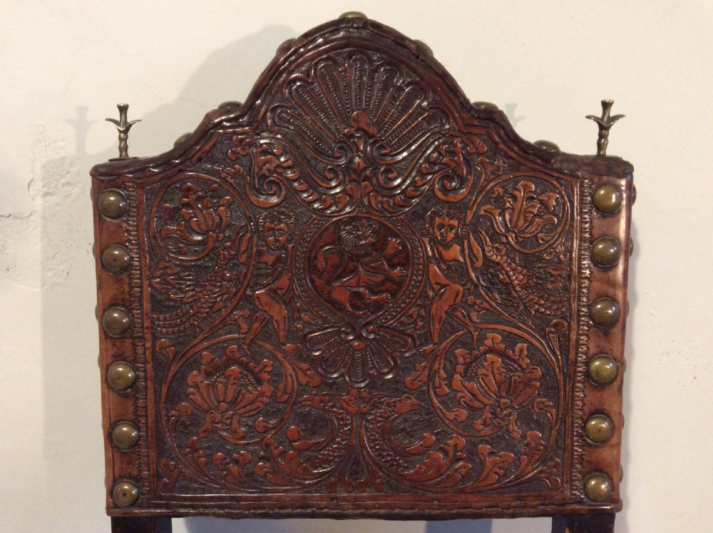 A 17thC Spanish walnut hall chair View II