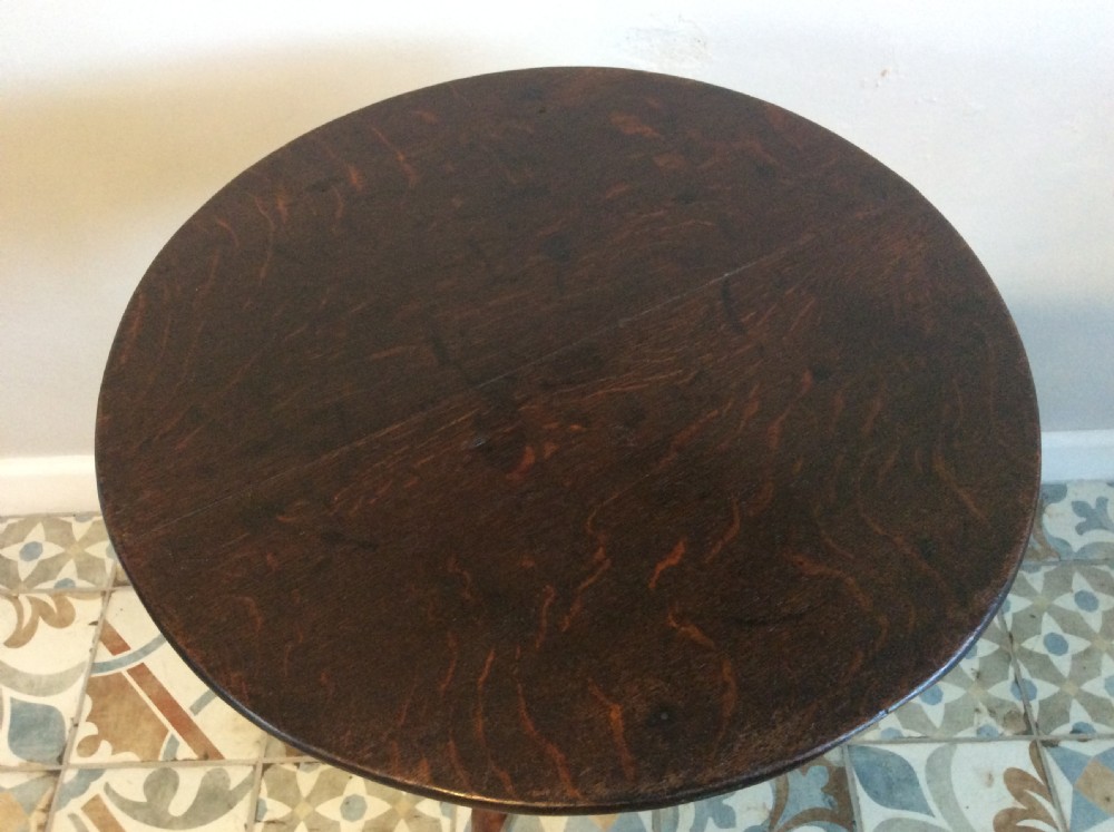 An 18thC oak & elm tripod wine table View VII