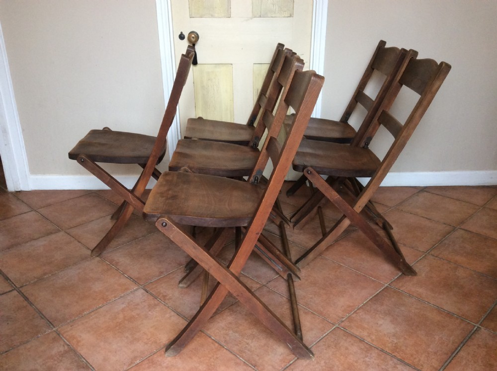 Six elm & beech folding kitchen chairs View II