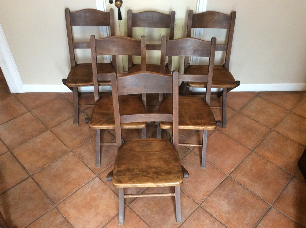 Six elm & beech folding kitchen chairs View IV