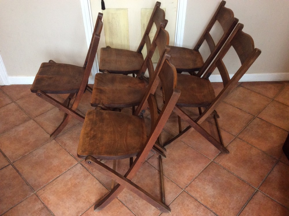 Six elm & beech folding kitchen chairs View V