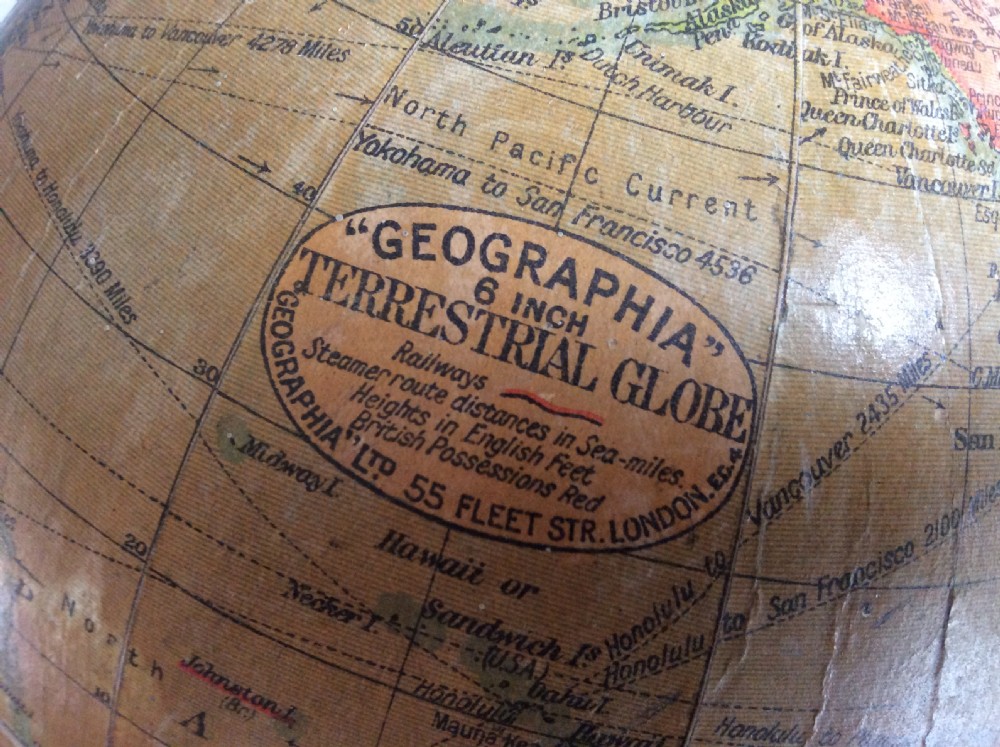 An untouched Geographia 6'' globe View II