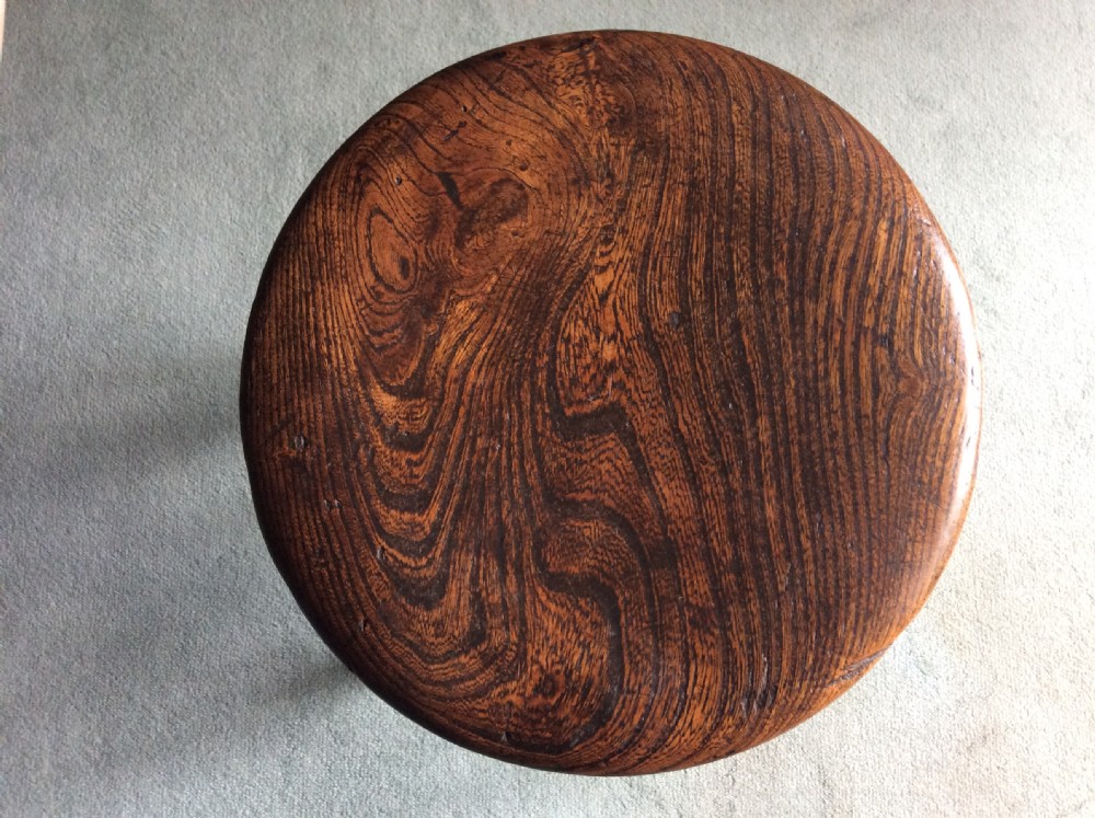 19thC Elm kitchen stool View III