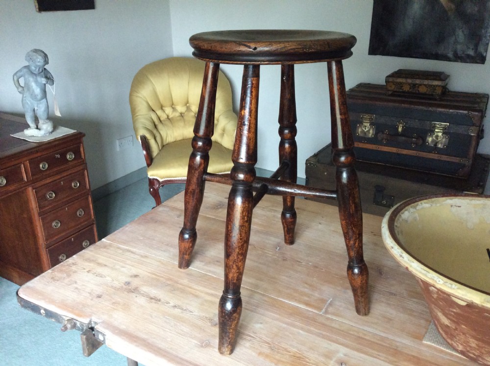19thC Elm kitchen stool View IV