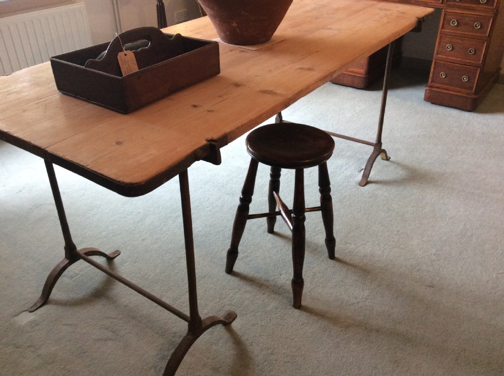 19thC Elm kitchen stool View V