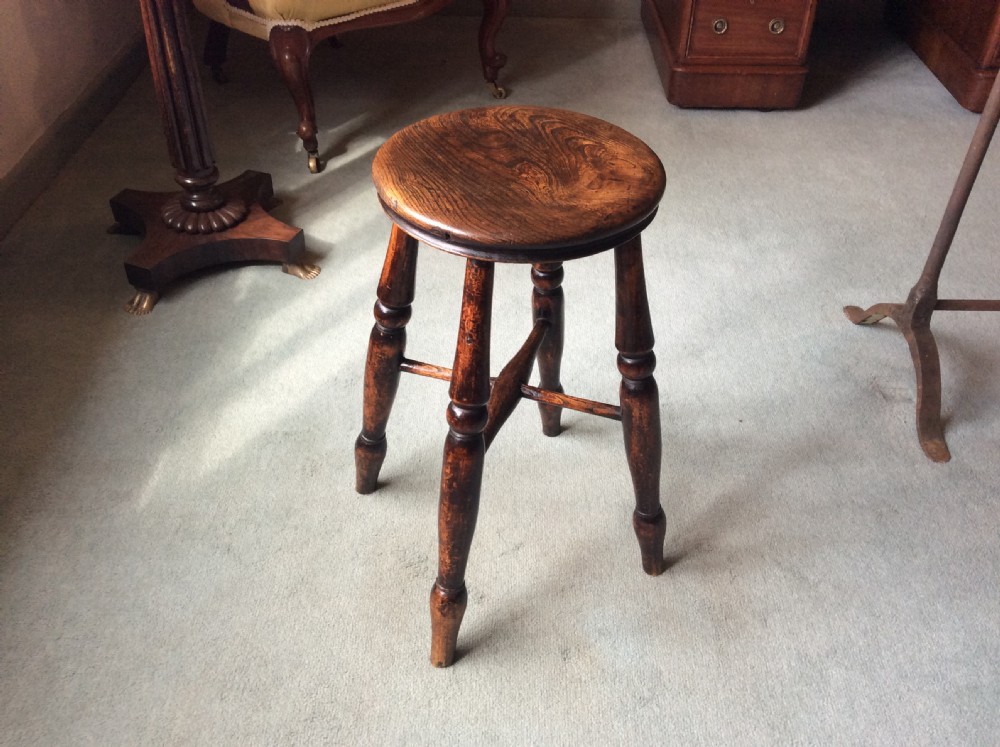 19thC Elm kitchen stool View VI